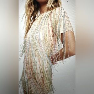 NWT Nasty gal beaded fringe dress